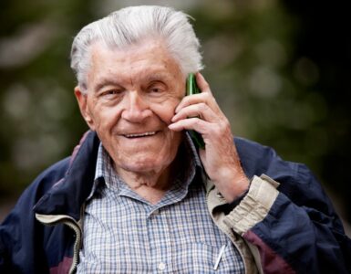 Old man on phone