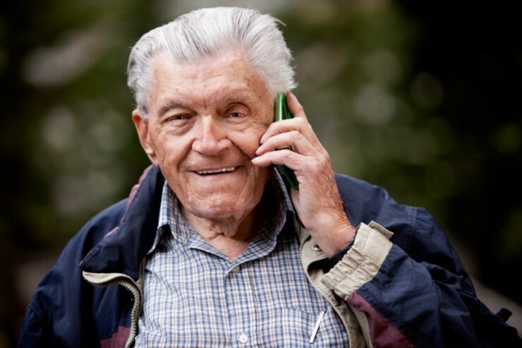 Old man on phone