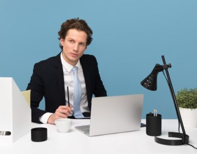 man sitting at the desk