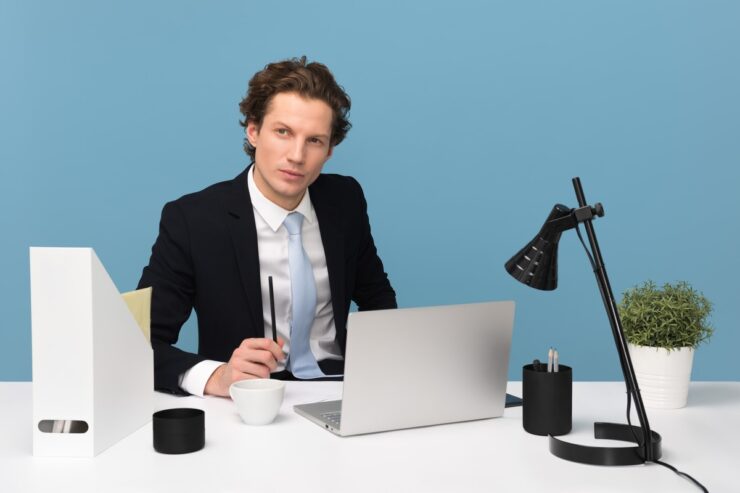 man sitting at the desk